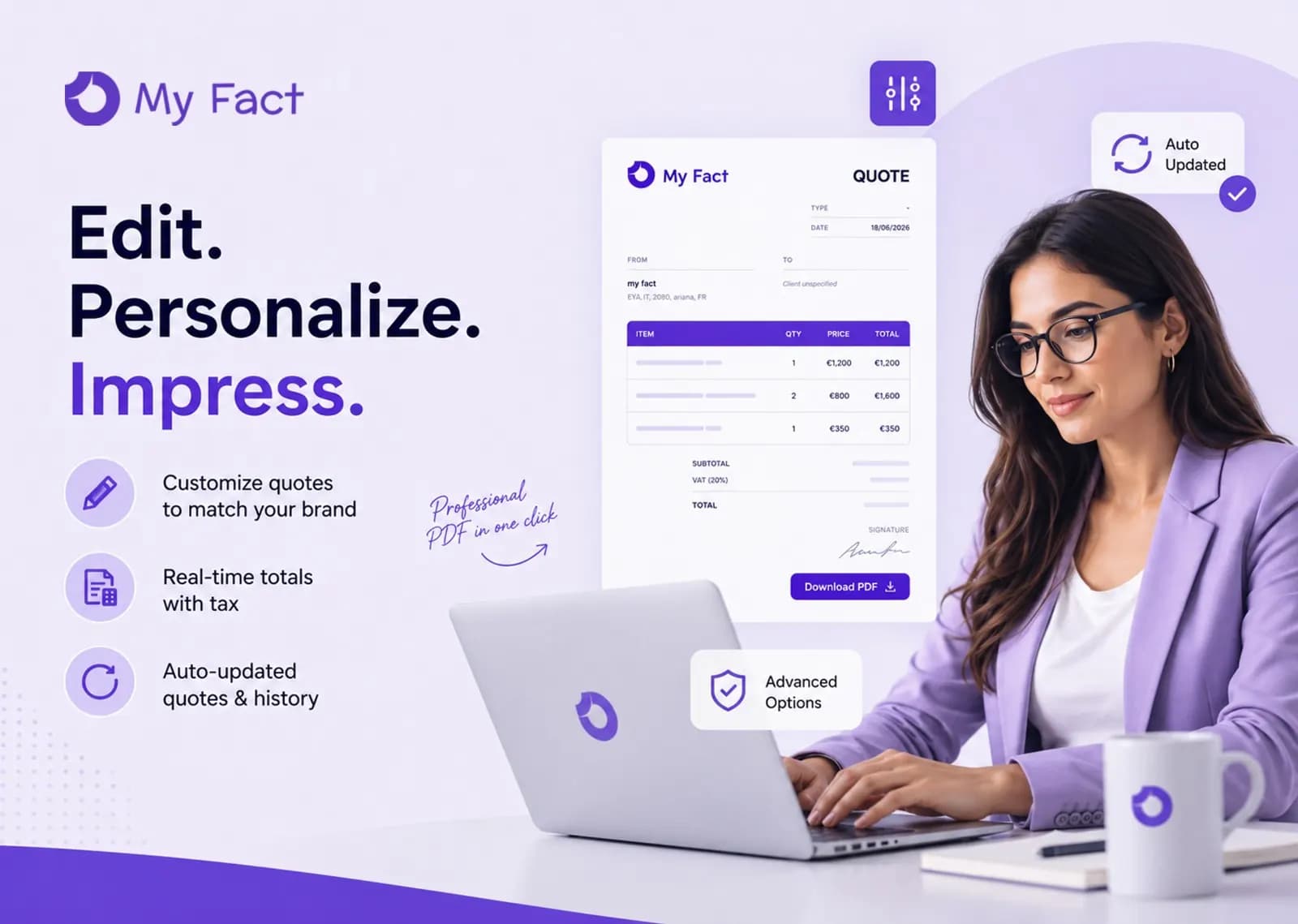 Quote and invoice editor - advanced personalization